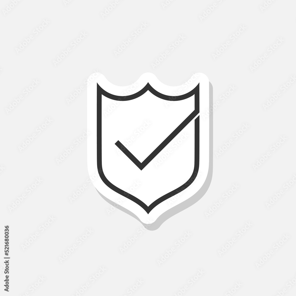 Shield with check mark symbol sticker Shield with check mark symbol sticker