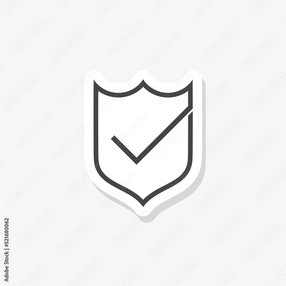 Shield with check mark symbol sticker Shield with check mark symbol sticker