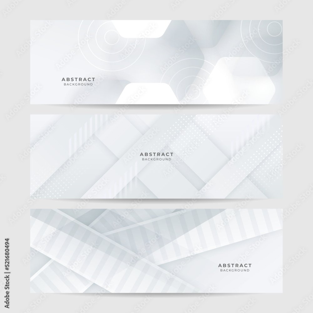 Grey white abstract banner paper shine and layer element vector for presentation design. Suit for business, corporate, institution, party, festive, seminar, and talks.