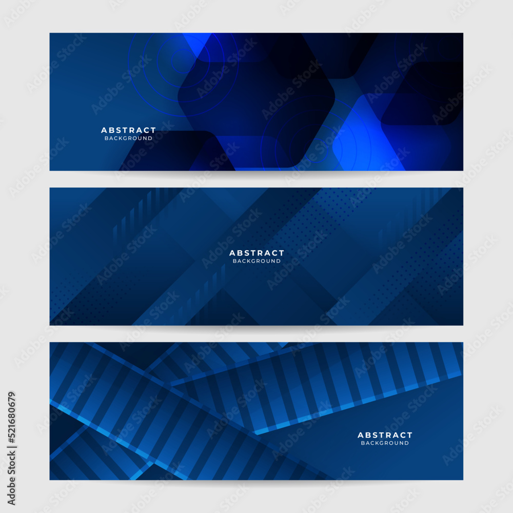 Fototapeta premium Modern dark blue banner geometric shapes corporate abstract technology background. Vector abstract graphic design banner pattern presentation background web template.