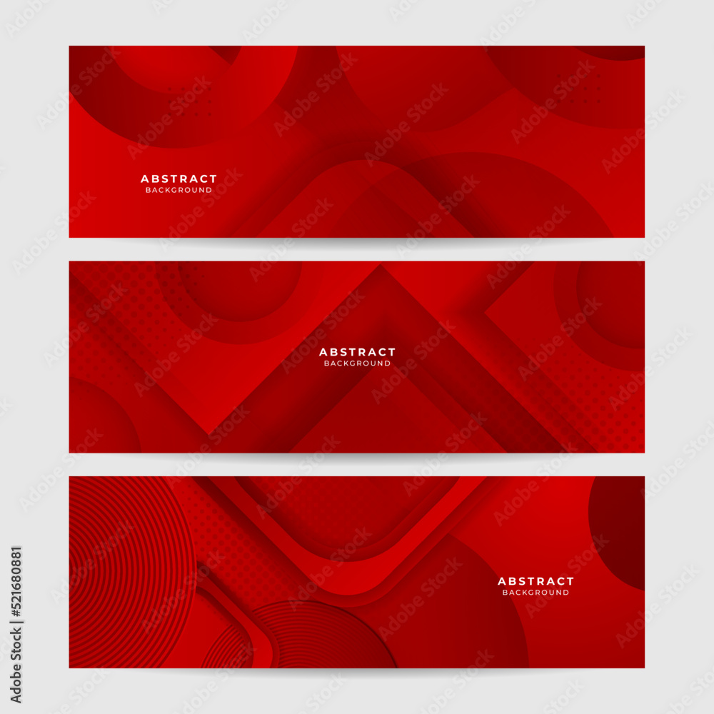 Fototapeta premium Abstract red banner background design template vector illustration with 3d overlap layer and geometric wave shapes. Polygonal abstract background, texture, advertisement layout and web page