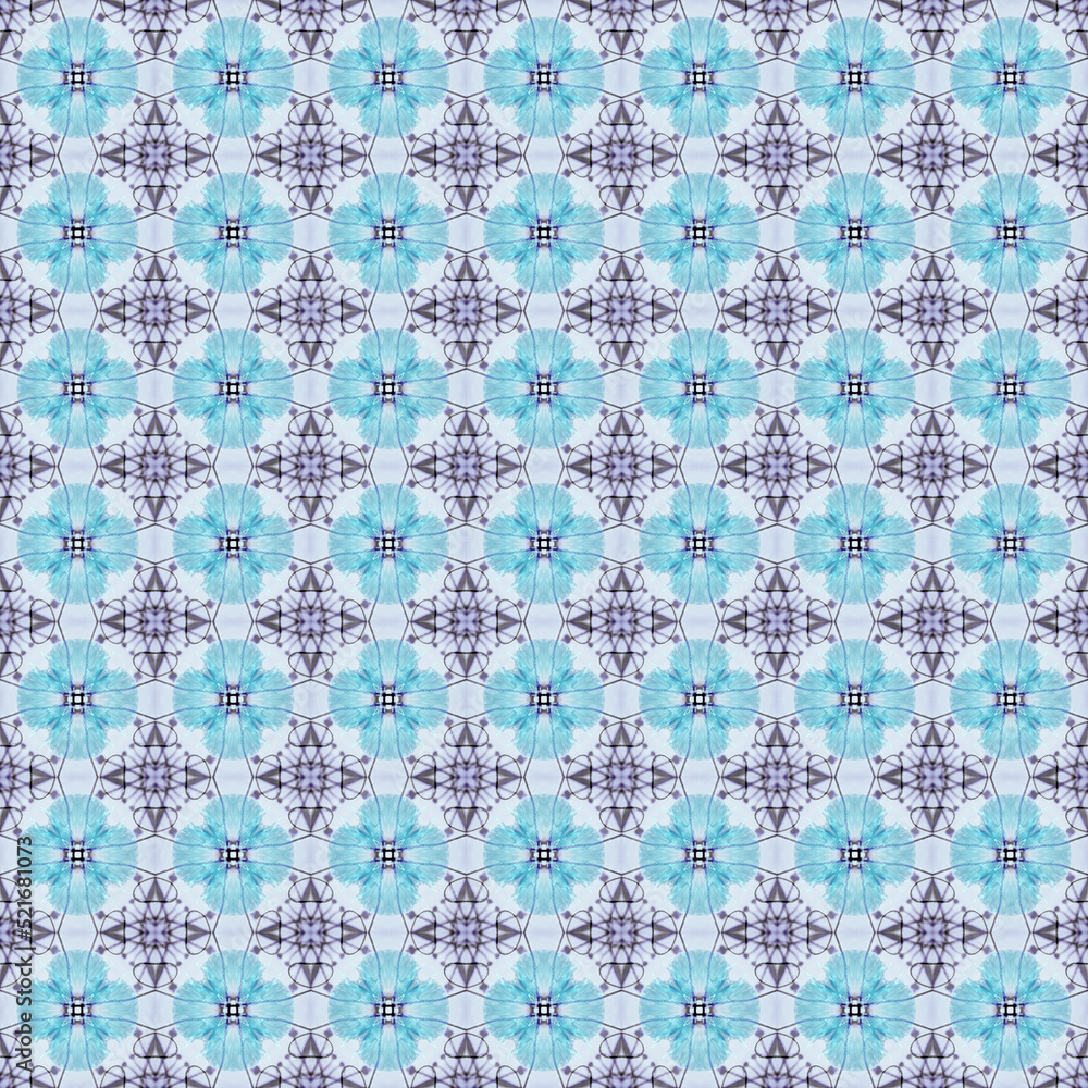 A seamless repeatable pattern of blue flowers
