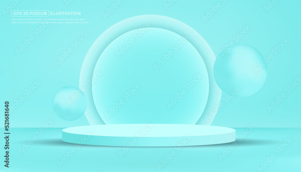 Realistic 3d torquoise blue podium minimal design Realistic 3d torquoise blue podium minimal design