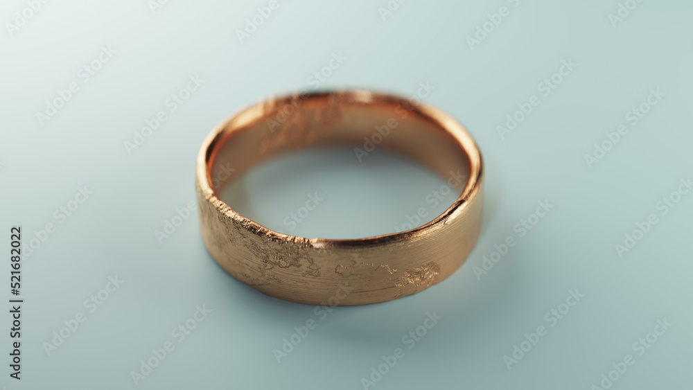 Closeup of textured gold wedding ring