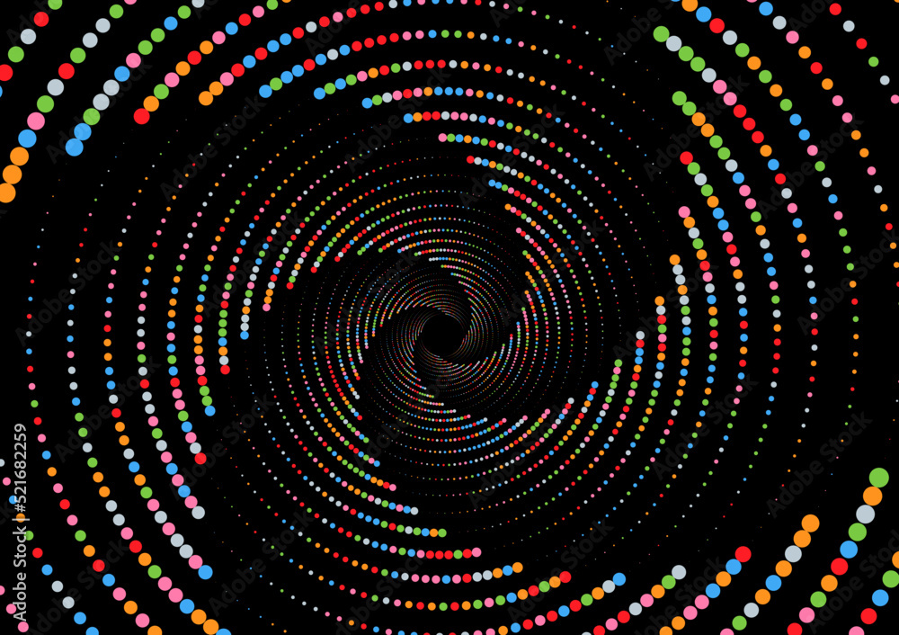 Obraz premium Glowing colourful dots circle. Abstract neon lights background for your design. Abstract vector design elements