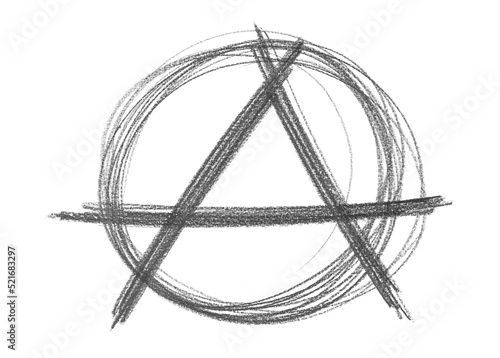 Anarchy symbol drawing, punk sign isolated on white
