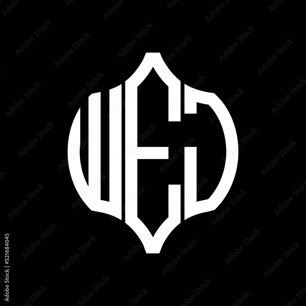 WEJ letter logo. WEJ best black background vector image. WEJ Monogram logo design for entrepreneur and business.
 - obrazy, fototapety, plakaty 