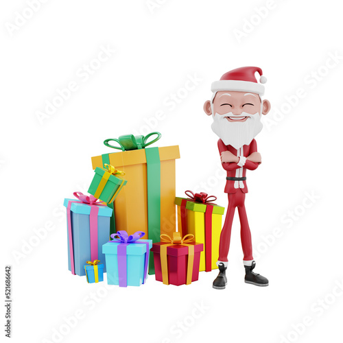 3D Render of santa claus characters and christmas gifts © Marwan