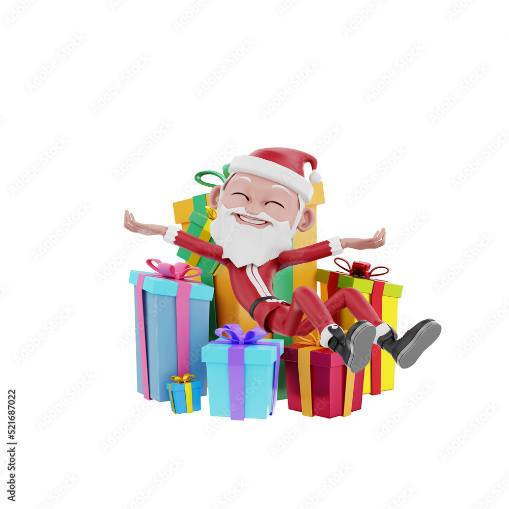 3D Render of santa claus characters and christmas gifts 3D Render of santa claus characters and christmas gifts
