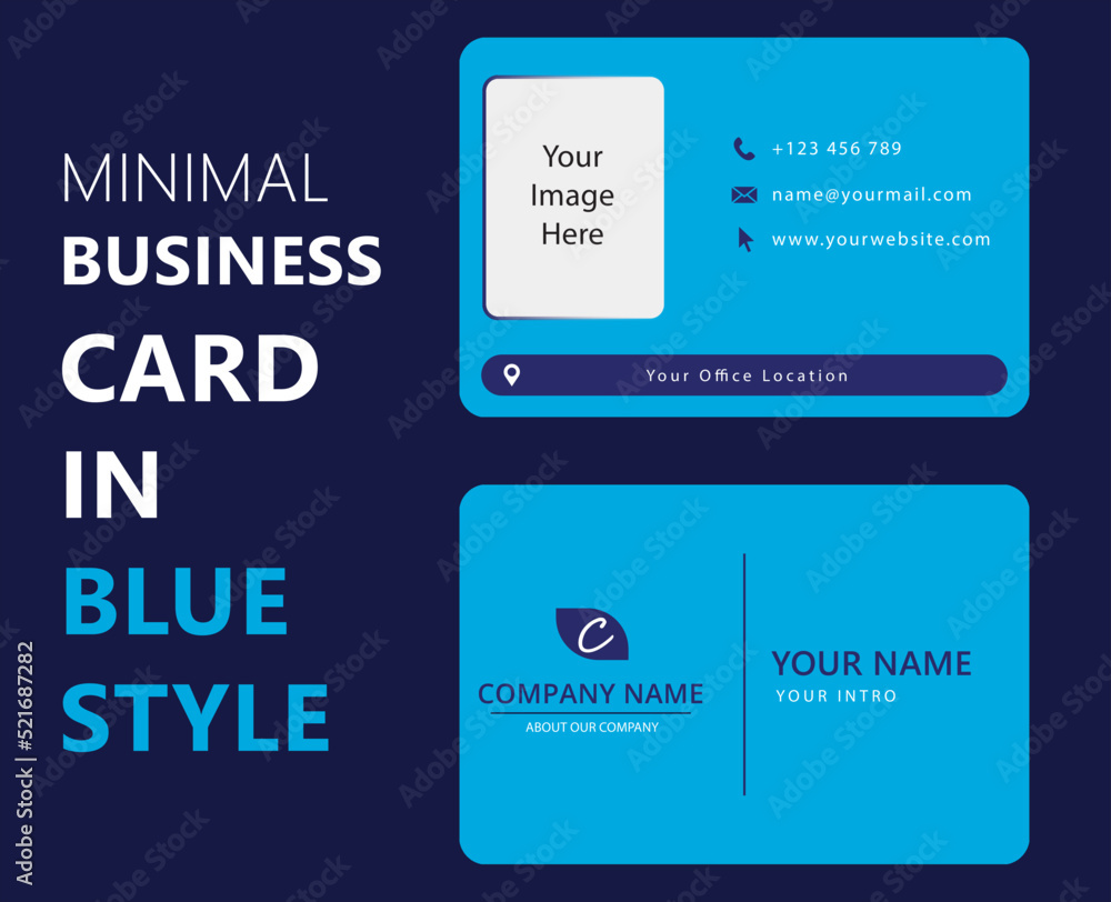 minimal business card template design in blue color theme. smart and clean flat card. minimal business card template design in blue color theme. smart and clean flat card.