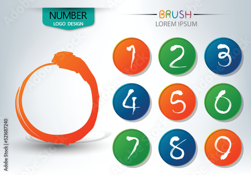 Set of numbers written with a brush abstract vector