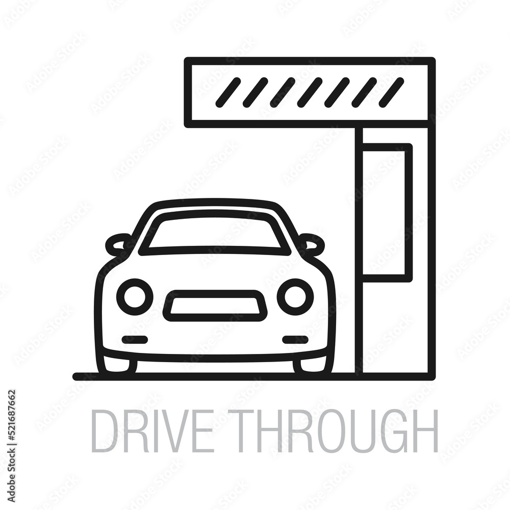 Drive through icon. Outline and line style symbol vector illustration Drive through icon. Outline and line style symbol vector illustration