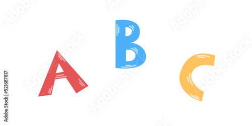 Vector doodle letters. ABC letters. Alphabet. Back to school.