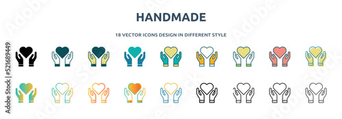 handmade icon in 18 different styles such as thin line, thick line, two color, glyph, colorful, lineal color, detailed, stroke and gradient. set of handmade vector for web, mobile, ui