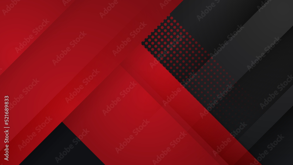 Fototapeta premium Black and red abstract background. Abstract black grey metallic overlap red light hexagon mesh design modern luxury futuristic technology background vector illustration.