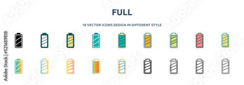 full icon in 18 different styles such as thin line, thick line, two color, glyph, colorful, lineal color, detailed, stroke and gradient. set of full vector for web, mobile, ui