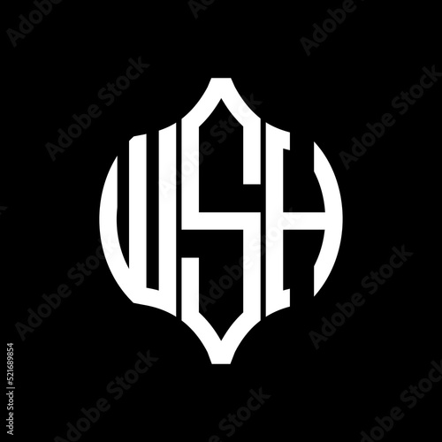 WSH letter logo. WSH best black background vector image. WSH Monogram logo design for entrepreneur and business.
 photo