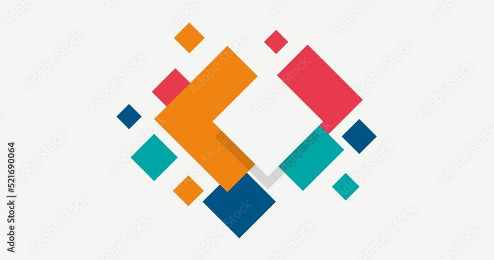 animated colorful diamond square background in the middle