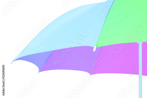 open beach umbrella green blue purple isolated against white