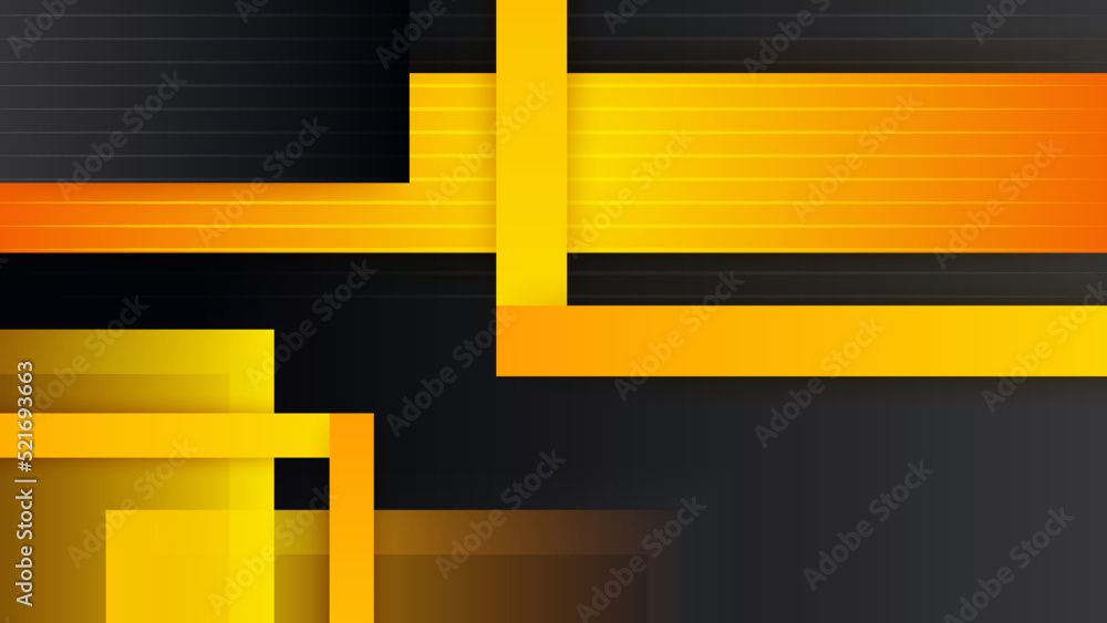 Modern black and yellow golden color shape overlap pattern on dark background with shadow. Abstract trendy color geometric shape with copy space. Futuristic and technology concept. Vector illustration Modern black and yellow golden color shape overlap pattern on dark background with shadow. Abstract trendy color geometric shape with copy space. Futuristic and technology concept. Vector illustration
