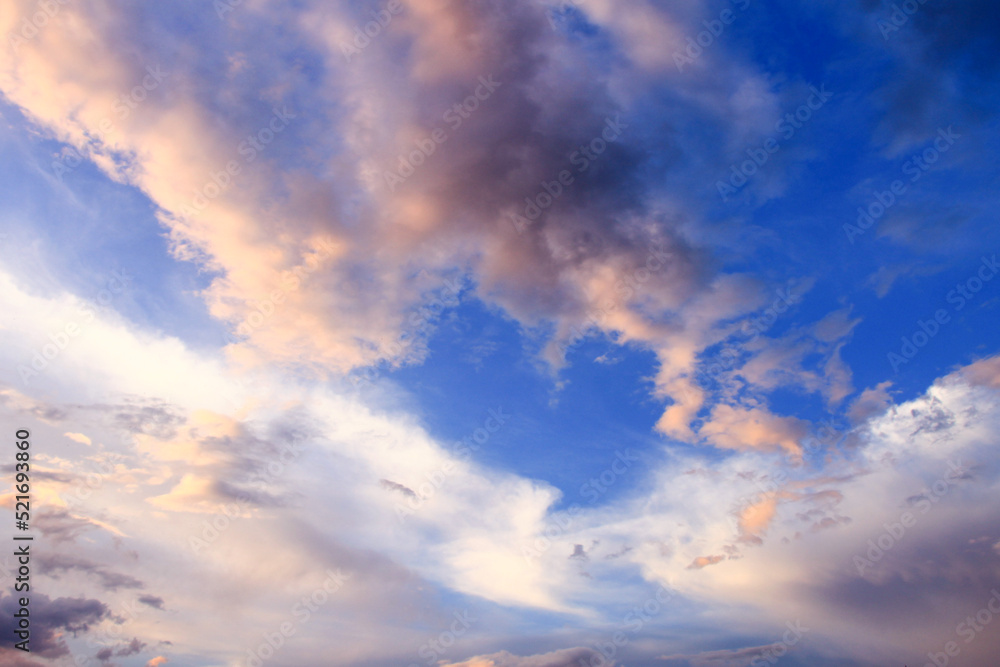 Beautiful blue sky with colorful clouds