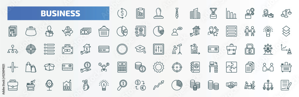 special lineal business icons set. outline icons such as money convert, corporation, punishment, dollar bills, strategic, tones, puzzle game piece, sleepy worker at work, money finder, stack of gold