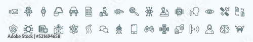 special lineal artificial intellegence icons set. outline icons such as mail, hover transport, detection, cpu, outer space, unsupervised learning, science, microbots, nano sensor, assistant, brain