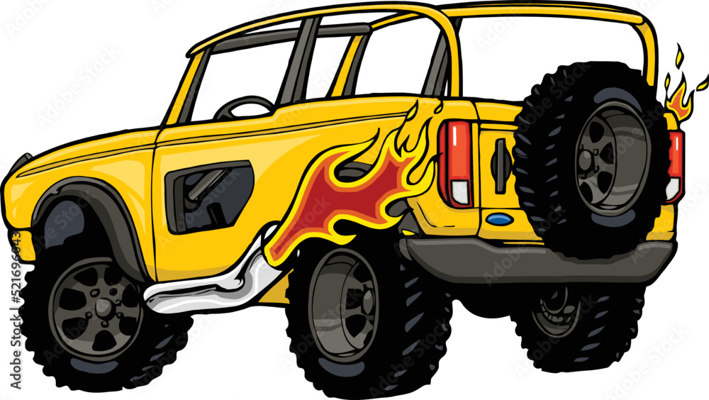 cartoon 4x4 suv with open top