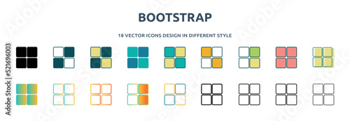 bootstrap icon in 18 different styles such as thin line, thick line, two color, glyph, colorful, lineal color, detailed, stroke and gradient. set of bootstrap vector for web, mobile, ui