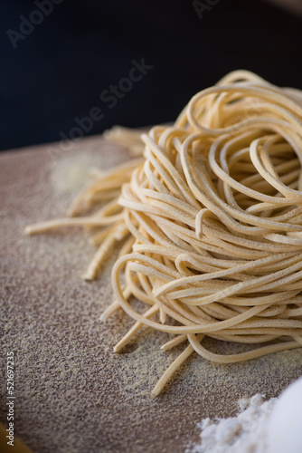 pasta on a wooden table