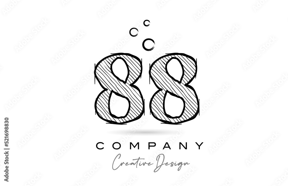 hand drawing number 88 logo icon design for company template. Creative logotype in pencil style hand drawing number 88 logo icon design for company template. Creative logotype in pencil style