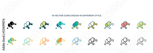 icon in 18 different styles such as thin line, thick line, two color, glyph, colorful, lineal color, detailed, stroke and gradient. set of vector for web, mobile,