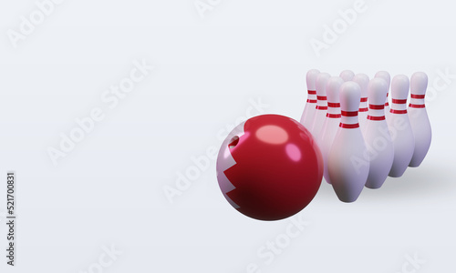 3d bowling day Bahrain flag rendering right view