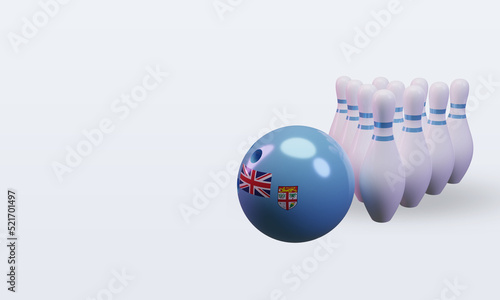 3d bowling day Fiji flag rendering right view