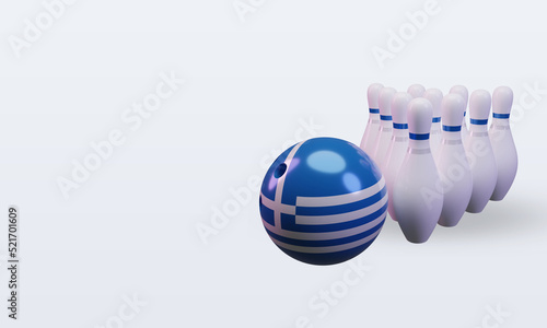3d bowling day Greece flag rendering right view