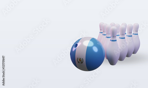 3d bowling day Guatemala flag rendering right view