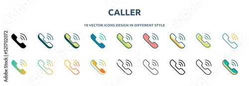 Fotografie, Obraz caller icon in 18 different styles such as thin line, thick line, two color, glyph, colorful, lineal color, detailed, stroke and gradient