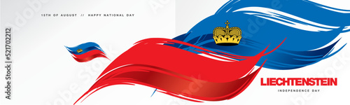 Liechtenstein National day, abstract hand drawn flag of Liechtenstein, two fold flyer, white background banner photo