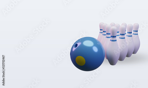 3d bowling day Palau flag rendering right view