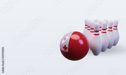 3d bowling day Tonga flag rendering right view