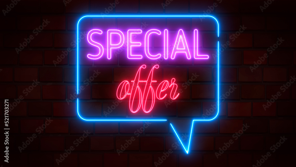 Special offer neon sign banner background for Black Friday. Concept of sale and clearance.