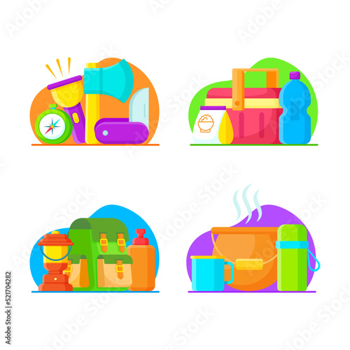 Set of camping icons. Vector illustration