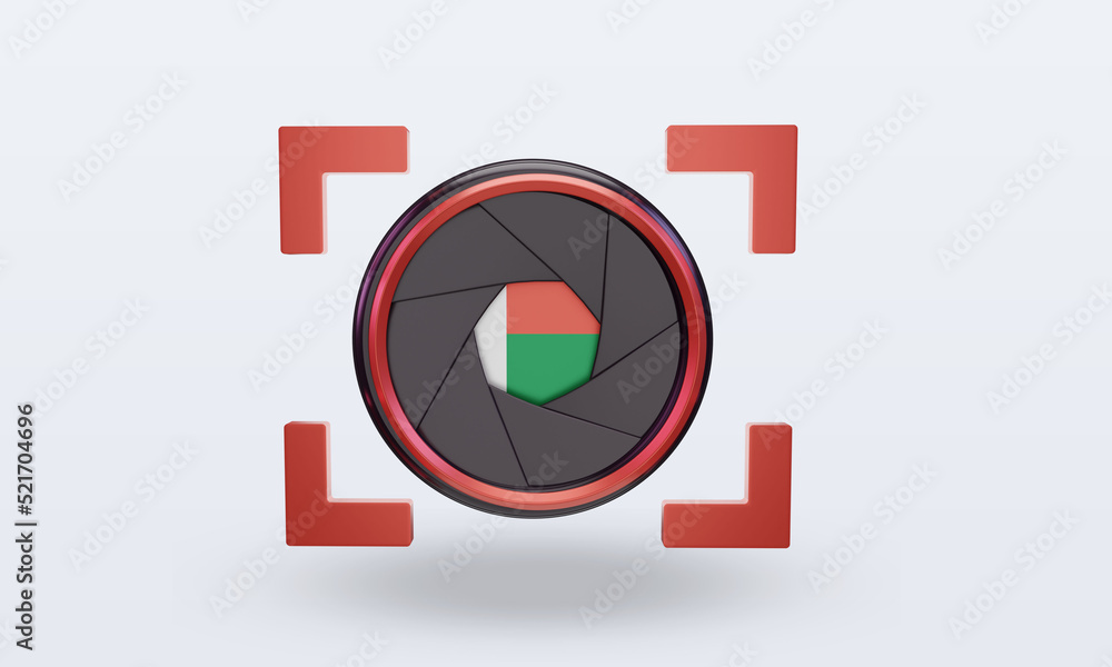 3d shutter camera Madagascar flag rendering front view 3d shutter camera Madagascar flag rendering front view