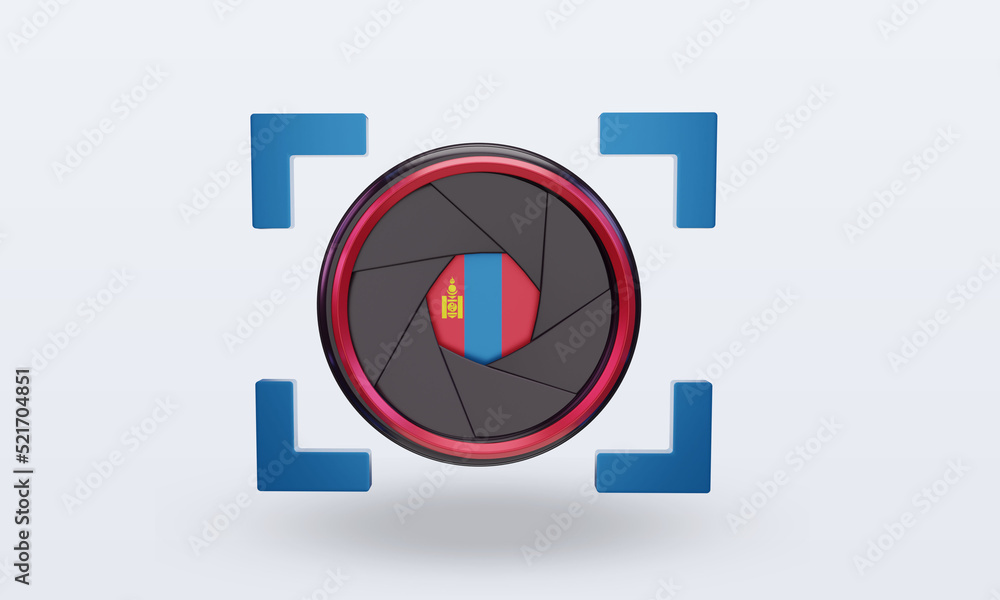 3d shutter camera Mongolia flag rendering front view 3d shutter camera Mongolia flag rendering front view