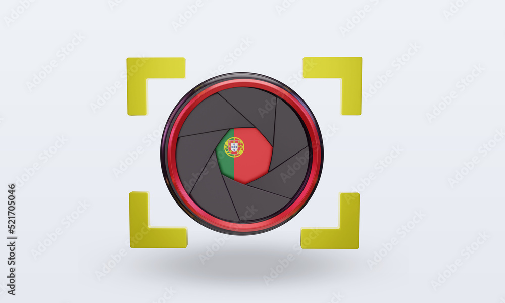 3d shutter camera Portugal flag rendering front view 3d shutter camera Portugal flag rendering front view