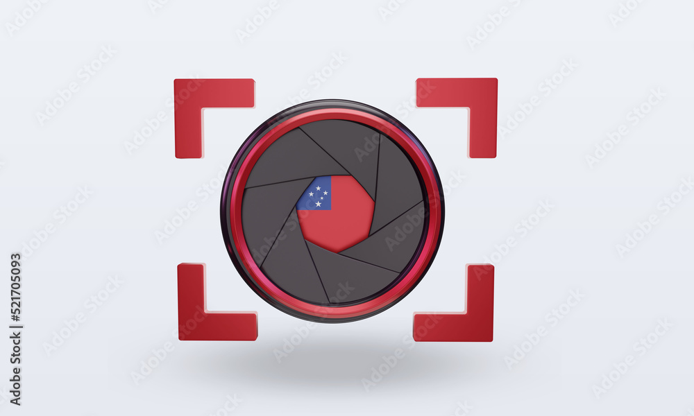 3d shutter camera Samoa flag rendering front view 3d shutter camera Samoa flag rendering front view