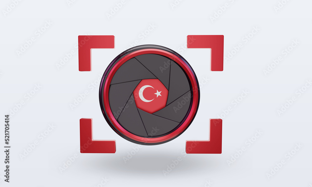 3d shutter camera Turkey flag rendering front view 3d shutter camera Turkey flag rendering front view