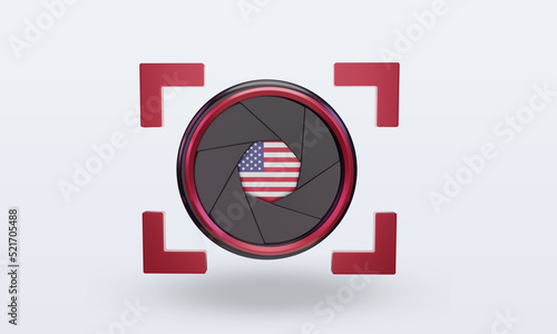 3d shutter camera America flag rendering front view