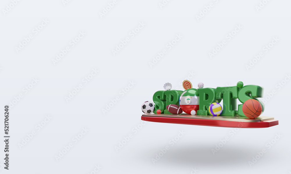 3d sports day Equatorial Guinea flag rendering right view