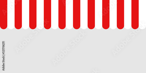 Fototapeta Naklejka Na Ścianę i Meble -  Red and white striped shop awning